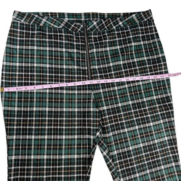 BP Women's 1X NWOT Pants Green Julia Plaid Flare O-Ring Zip High Rise - Picture 7 of 14